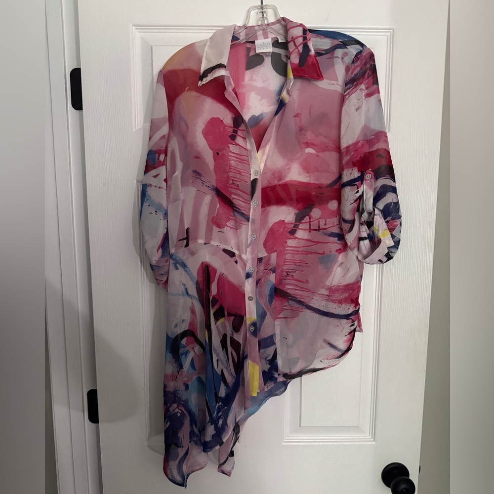 Colorful Abstract Sheer Blouse